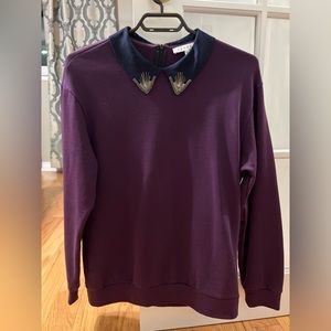 Sandro long sleeve purple sweater woth embroidered collars